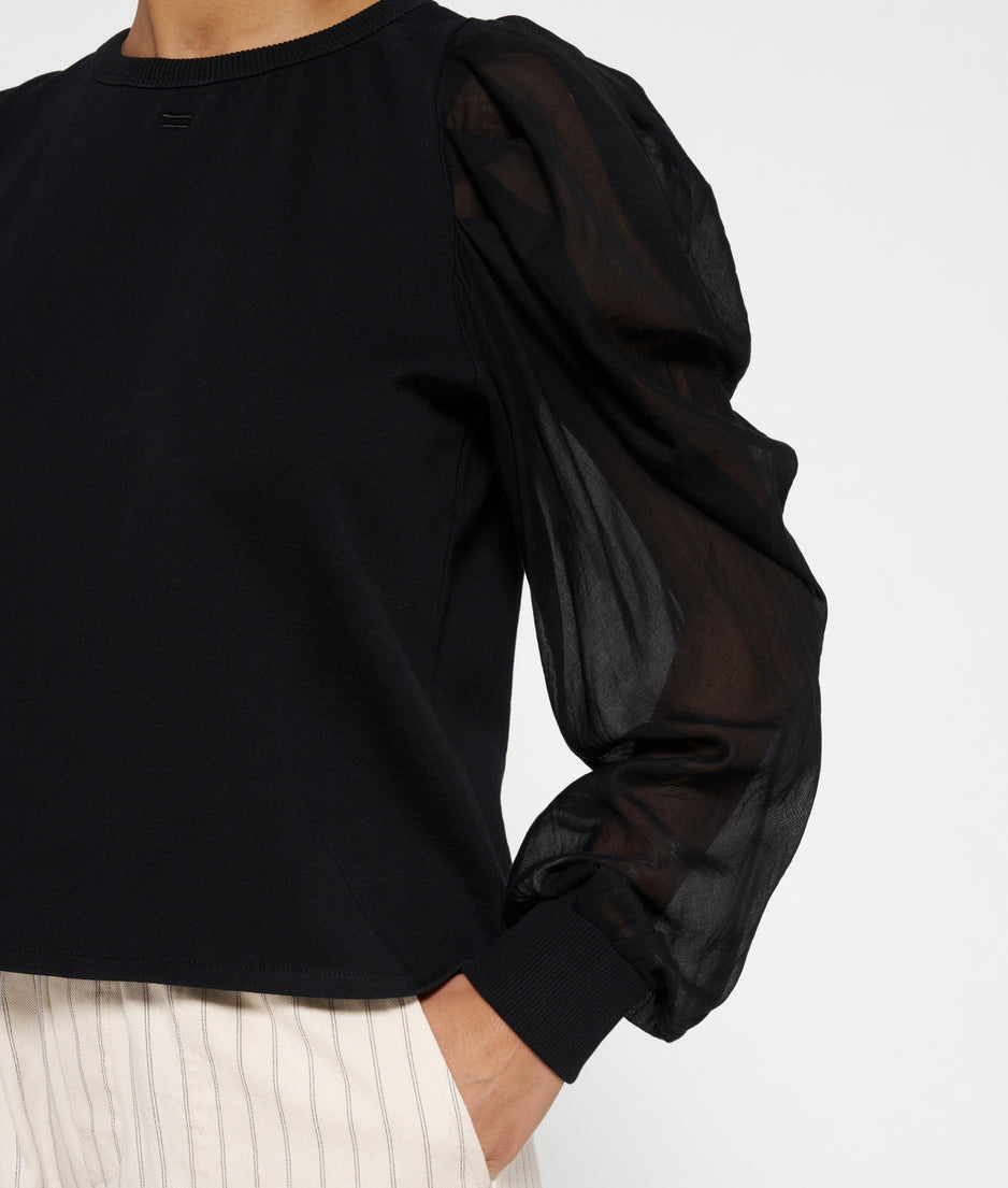 soft sweater puff sleeve | black