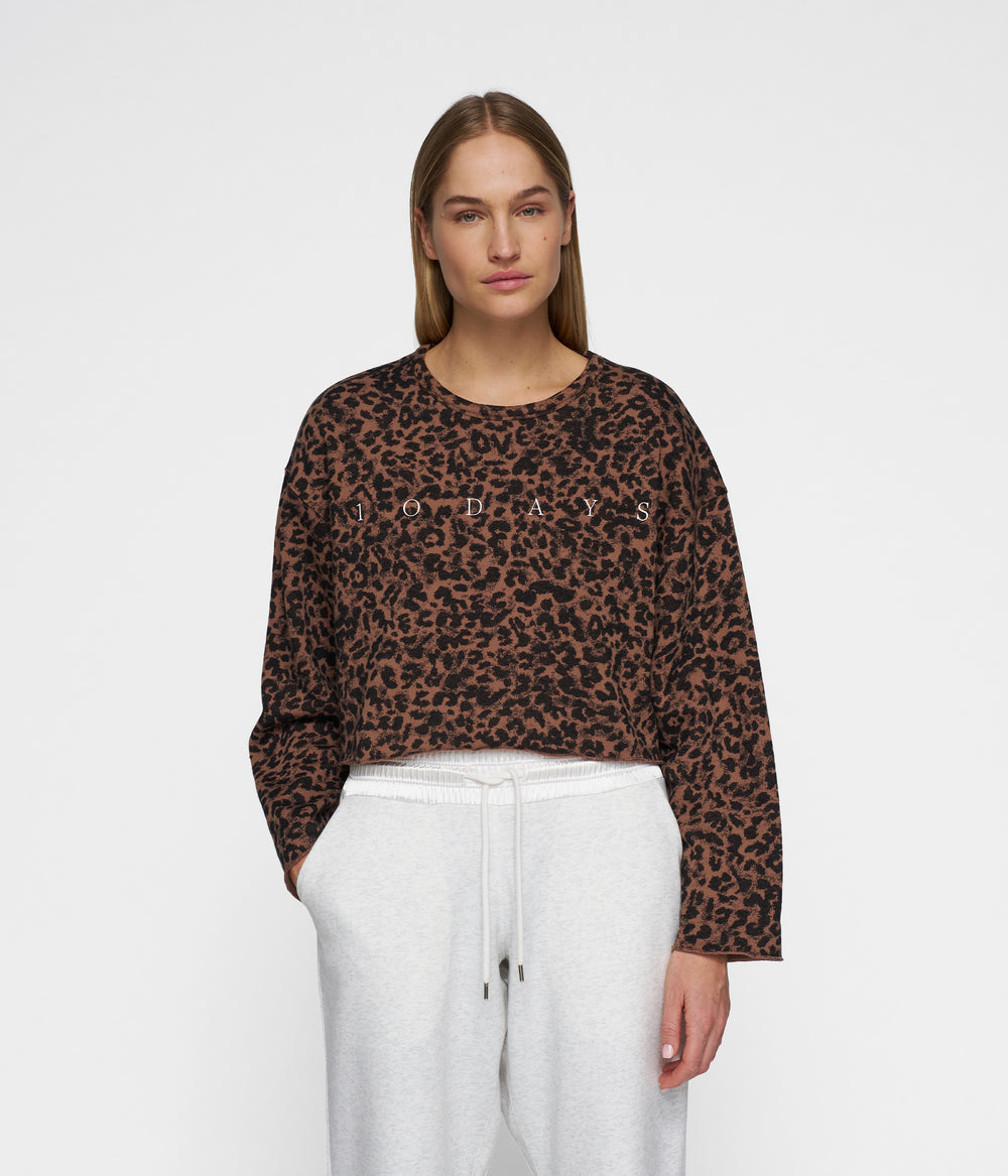 cropped sweater leopard | dark fudge