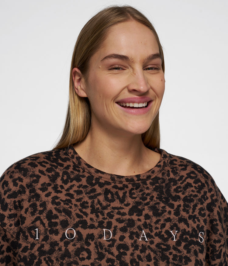 cropped sweater leopard | dark fudge