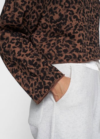 cropped sweater leopard | dark fudge