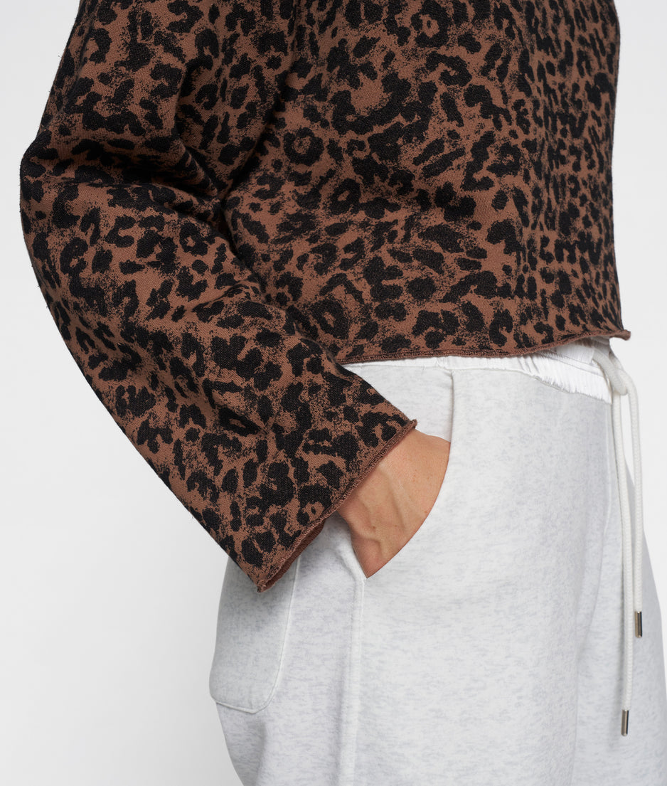 cropped sweater leopard | dark fudge