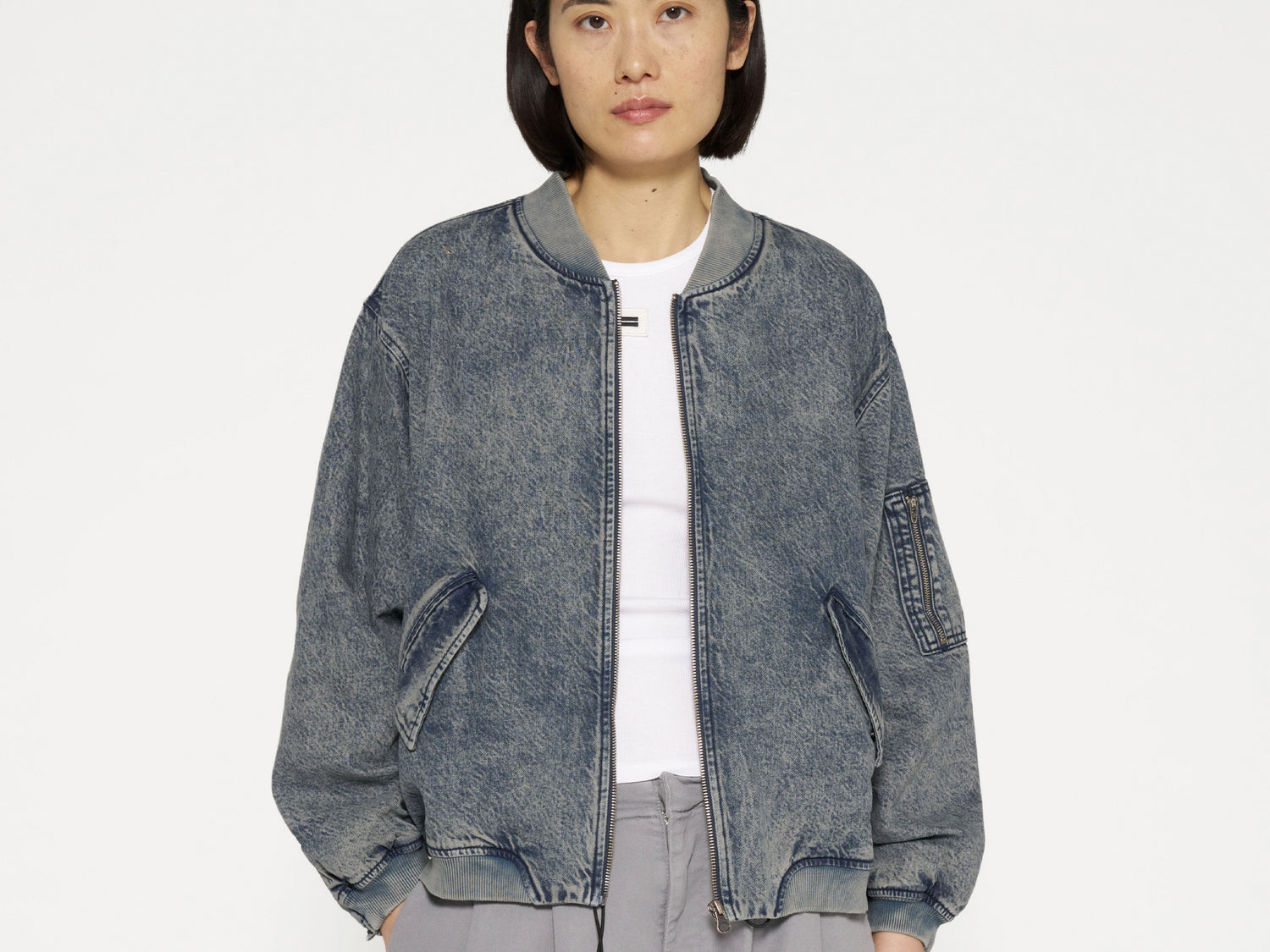 bomber jacket denim | blue denim