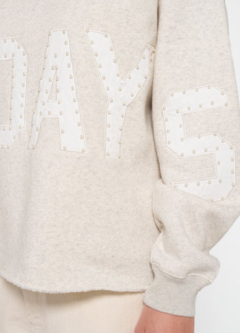 statement hoodie pearls | soft white melee