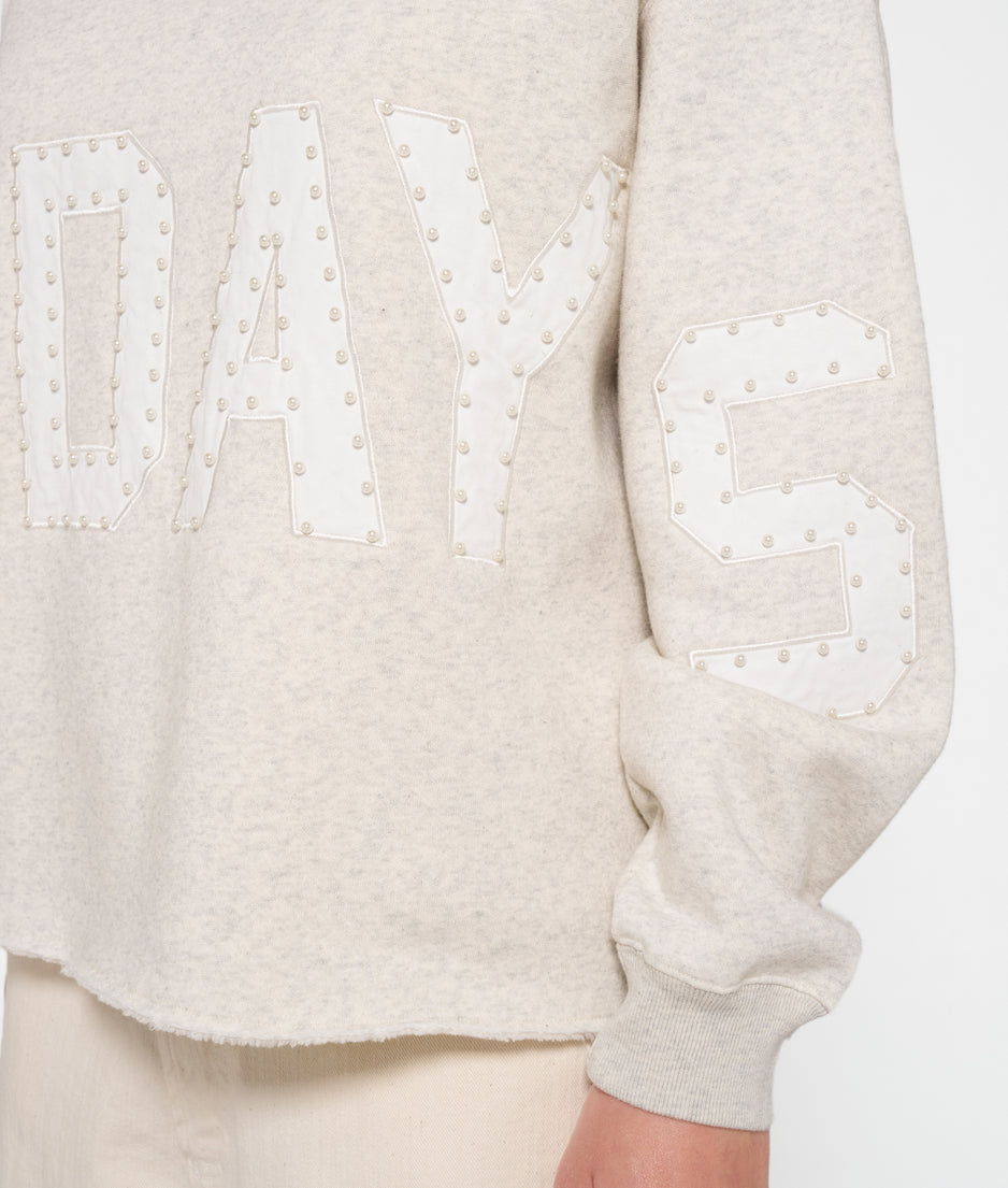 statement hoodie pearls | soft white melee