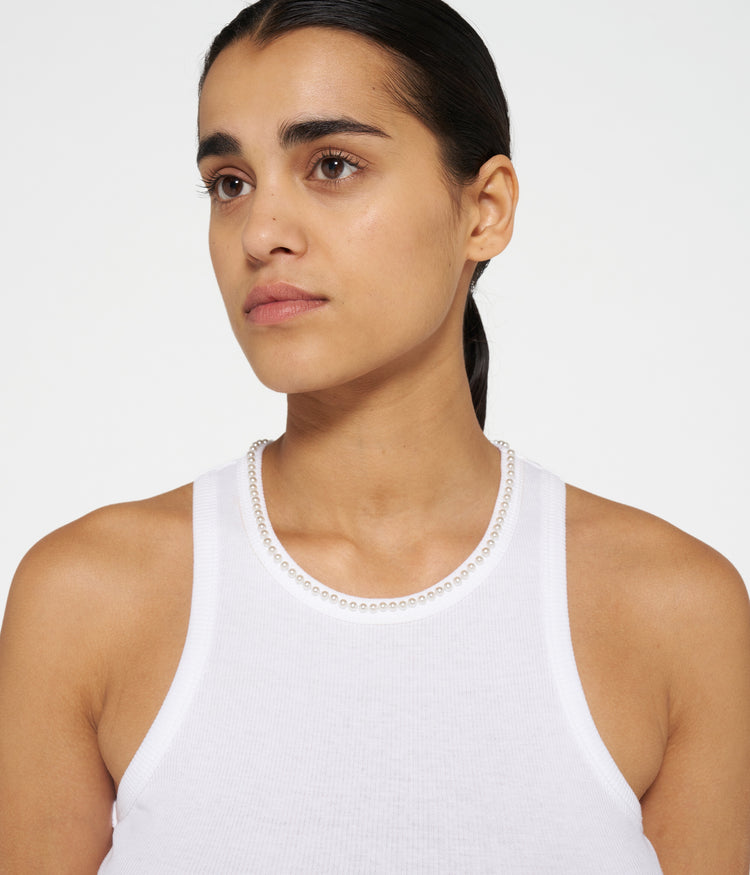 the tank top pearls | white