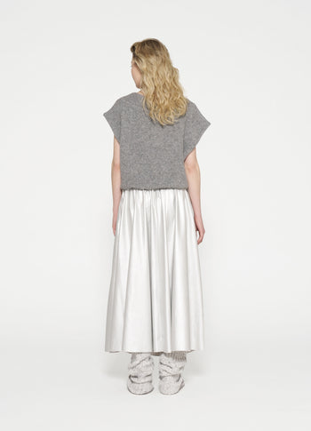 leather look pleated skirt | silver