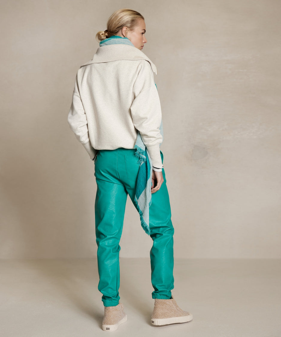 vegan leather jogger | blue grass