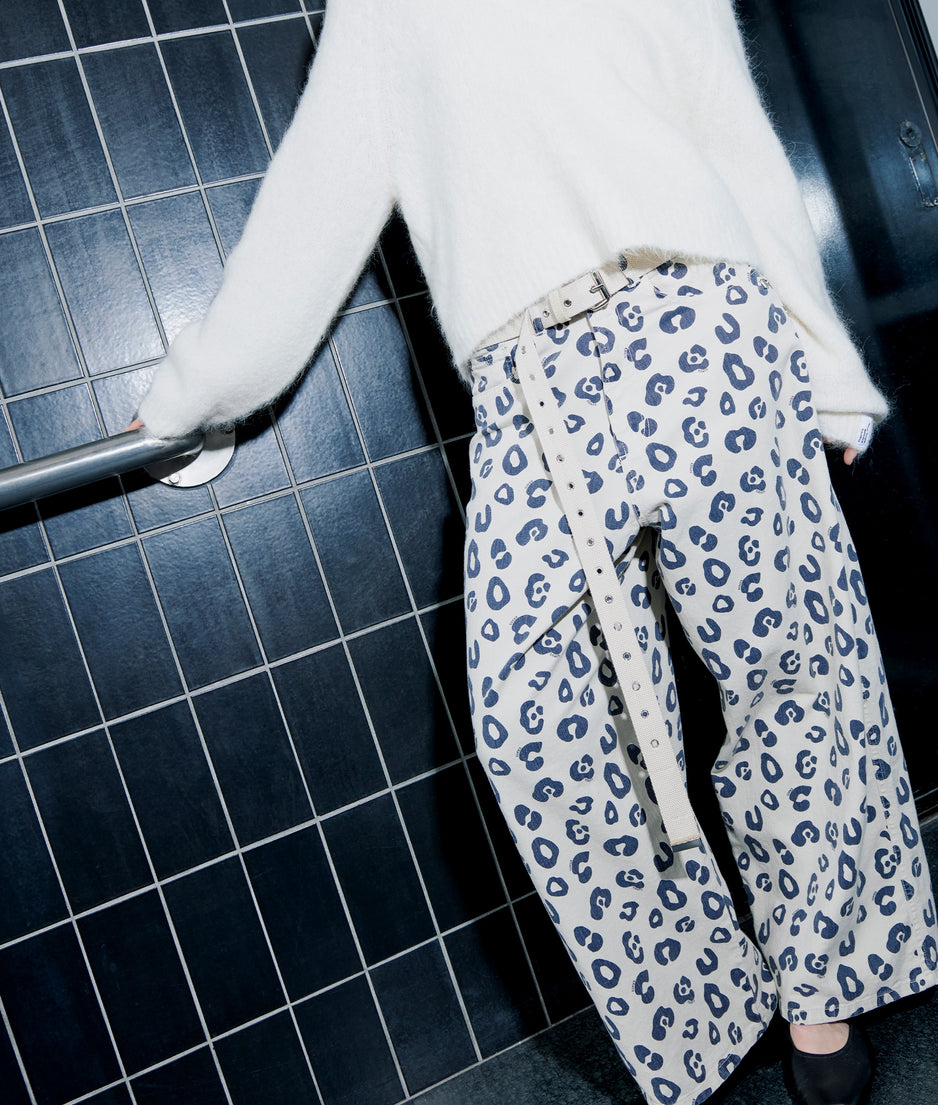 wide twill pants leopard | light natural